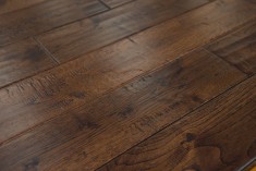 Mocha hand scraped oak hardwood floors-6"x3/4"