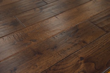 Mocha hand scraped oak hardwood floors-6"x3/4"
